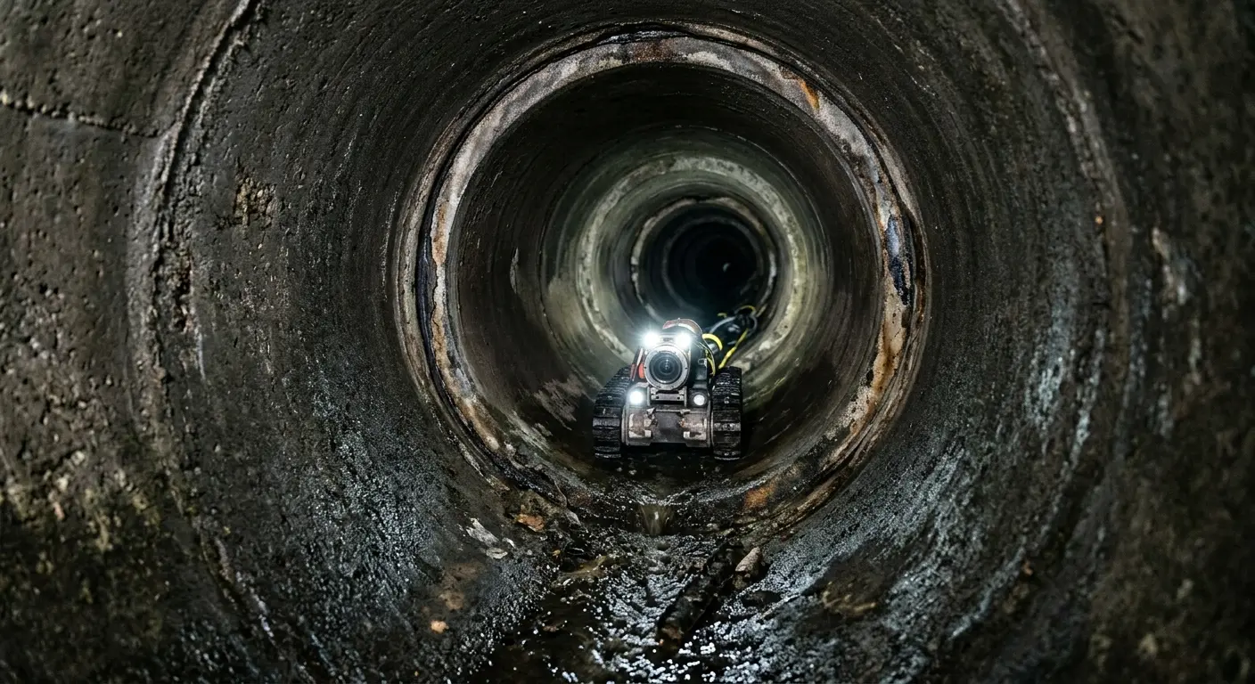 Robotic sewer camera inspecting pipe interior for Sewer Line Cleaning in New Iberia